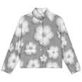 thumbnail image 4 of Jackets for Women Winter Coat Jackets Flannel Stand Collar Jacket(Gray Floral Pattern Print,Size:S-4XL), 4 of 7