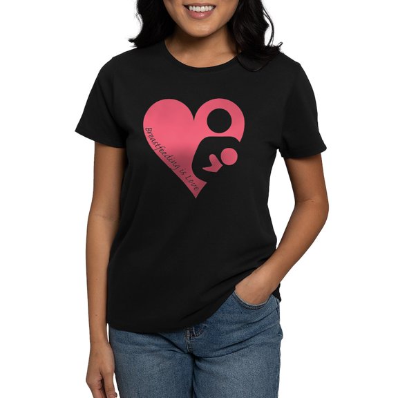 CafePress - Breastfeeding Is Love T Shirt - Women's Traditional Fit Dark T-Shirt
