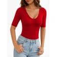 thumbnail image 2 of MOYIKO Womens Half Sleeve Tops Scoop Neck Slim Fitted Basic Tee Shirts 2026 Trendy Casual Clothes, 2 of 7