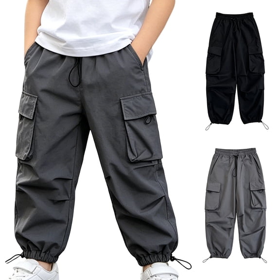 Bixock Sweatpants for Boys High Waist Cargo Pant with Side Pockets Kids Solid Color Loose Casual Joggers Comfortable Workout Activewear Boys Clothings Size 13-14Years