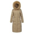thumbnail image 3 of Lenago Winter Clothing for Women Casual Colored Long-Sleeved Hooded Jacket Lightweight Puffer Jacket(Khaki XL), 3 of 7