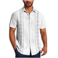 thumbnail image 2 of Kakii Mens Cuban Guayabera Shirt Vintage Short Sleeve Button Down Hawaiian Bowling Shirts Summer Beach Vacation Shirts, 2 of 6