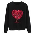 thumbnail image 4 of FASHOFT Womens Valentine's Day Sweatshirt Love Heart Print Blouse Heart Print Soft Casual Crewneck Blouse Pullover Valentine's Long Sleeve Tops Holiday Casual Pullover Black L, 4 of 5