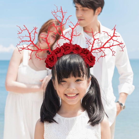 OULII Red Tree Branch Headband, Lightweight Party Hair Accessory for Cosplay, Photoshoots, Costume