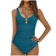 thumbnail image 2 of Trajes de baño de una pieza para mujer, traje de baño de bikini con tirantes y espalda descubierta de color liso para mujer, 2 of 5