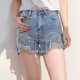 thumbnail image 3 of MKLEKYY Shorts Vaqueros Cortos Informales De Cintura Alta Con Borlas Y Cadena Para Mujer., 3 of 4