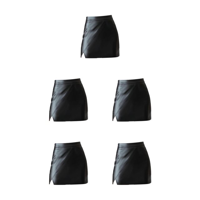 Sonducket Minifalda Irregular ceñida al cuerpo de cuero de Otoño Invierno para mujer, ropa de fiesta sólida, vestido corto de cintura alta a Type5 NO5