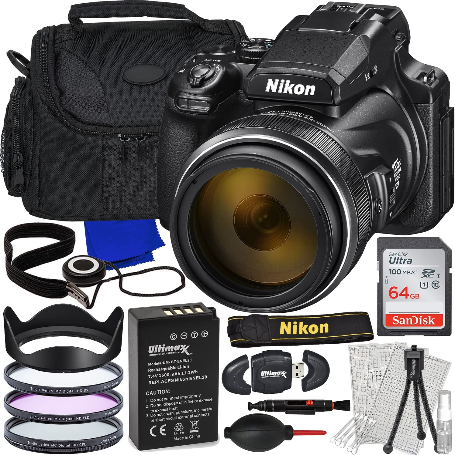 Nikon Coolpix P1000 16MP 4K Digital Camera 26522 14PC Accessory