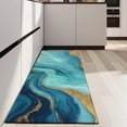thumbnail image 4 of Blue Marble Gold Wave Pattern Kitchen Rug Mat,Kitchen Runner Rugs Non Skid Washable,Decorative Kitchen Floor Mats for Kitchen,Sink,Laundry,17"X47", 4 of 5