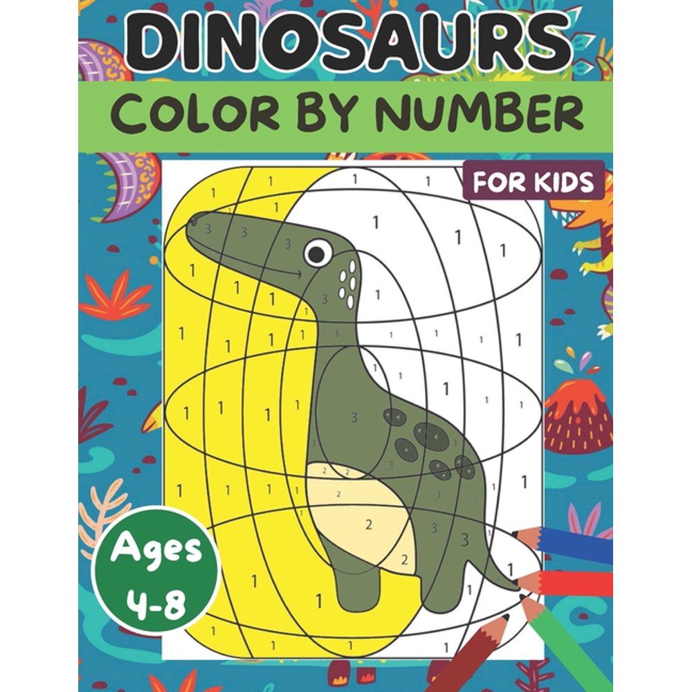 Dinosaurs Color By Number For Kids Ages 48 Big Dinosaur Color By
