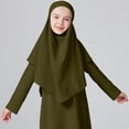 thumbnail image 5 of OGLCCG Girls Muslim Abaya Prayer Dress with Hijab 2pcs Solid Color Islamic Middle East Arab Dubai Dress Soft Ramadan Eid Clothes 4-12 Years, 5 of 8