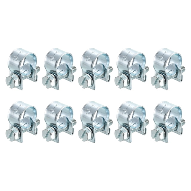 Unique Bargains 10Pack Mini Fuel Line Pipe Hose Clamp Clip, Adjustable 10-12mm, Zinc Plated