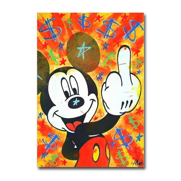 Disney Graffiti Canvas Poster Pop Fashion Style Mickey Mouse Donald Duck Home Wall Art Painting Prints Living Room Decor Murals40X60cm Unframed Gao Jinjia LED