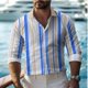 thumbnail image 1 of Camisa de manga larga con estampado de rayas 3D para hombre, estilo hawaiano, estilo playero, tela cómoda, ropa informal, verano, 1 of 6