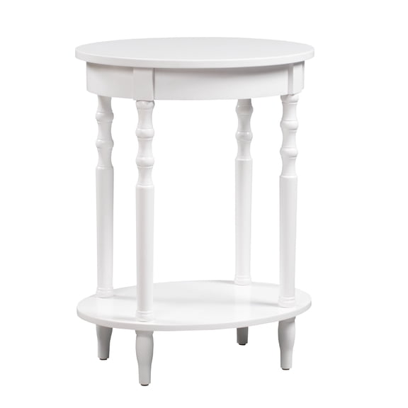 Pemberly Row Oval End Table in White Wood Finish