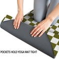 thumbnail image 3 of Olive Green and White Checkerboard Pattern Hot Yoga Mat Towel Non Slip for Hot Yoga - Quick-Drying Yoga Mat Cover with 4 Corner Pockets with Travel Bag - Hot Yoga Towel Non Slip 74"x26", 3 of 6