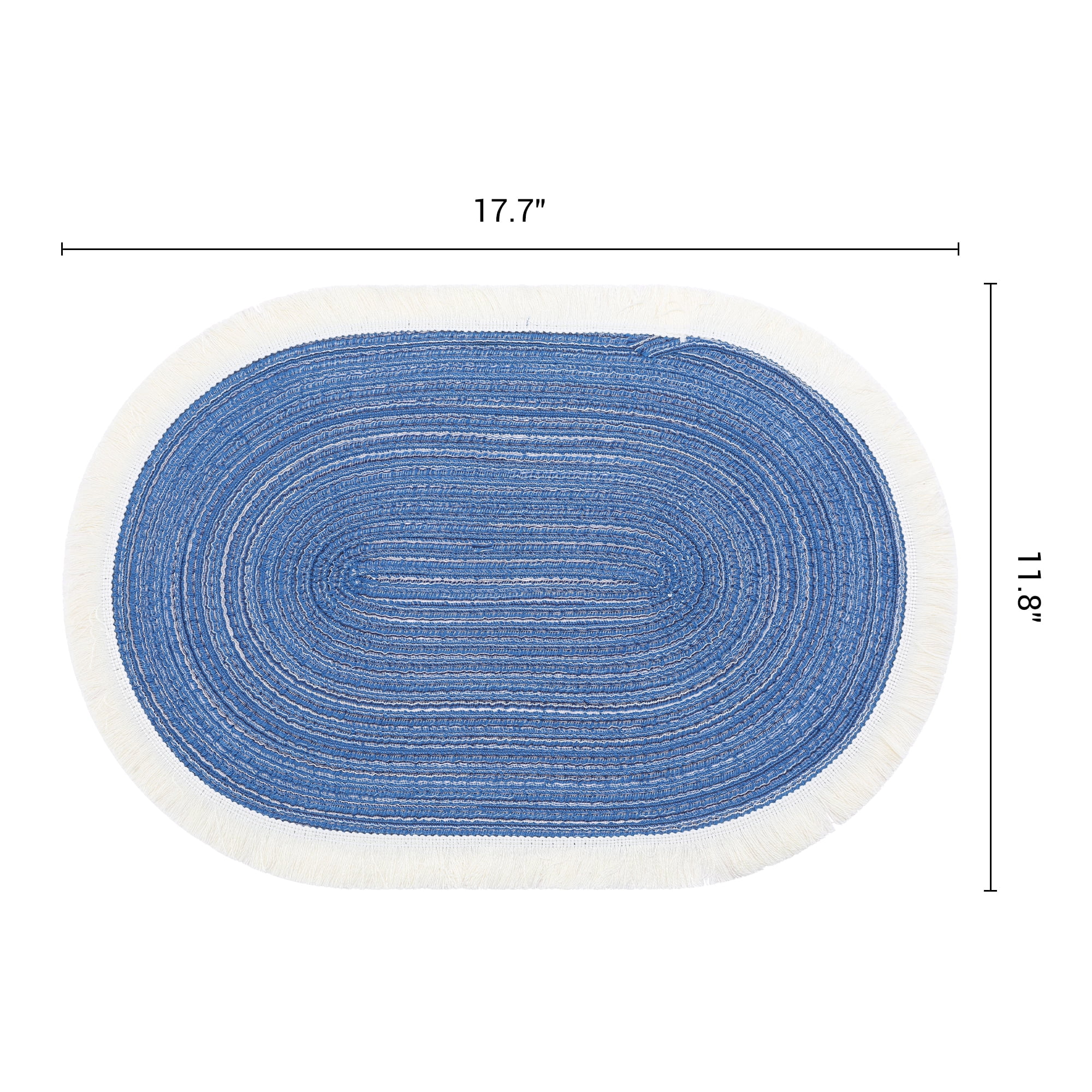 Unique Bargains Farmhouse Placemats 6pcs Woven Placemats Blue 17.7"x11.8"