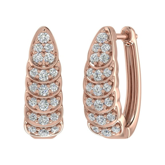 3/4 Carat Diamond Hoop Earrings in 14K Rose Gold (SI1-SI2 Clarity)