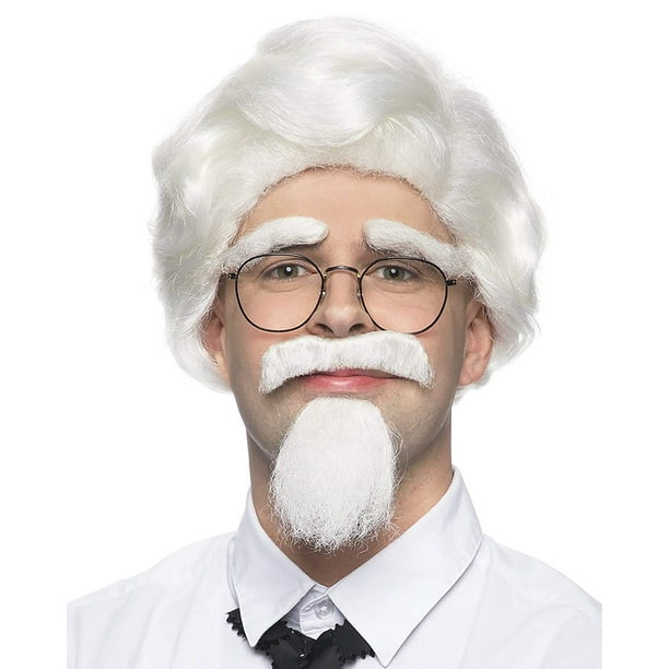 Colonel Sanders Set Color White Enigma Wigs Mustache Goatee Facial