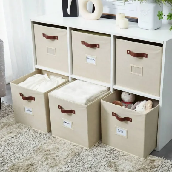 6pcs 11" Cube Storage Bins Collapsible Storage Basket