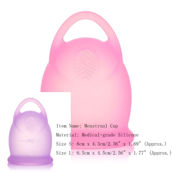 QARUN 2 PCs Menstrual Cup with Pull Ring Ergonomic Design Flexible Leak-proof Easy Removal Tampon Pad Alternative Reusable Soft Silicone First Period Cup for Girls Women