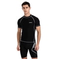 thumbnail image 2 of Men's Swim Rash Guard Set Short Sleeve with Sports Shorts Quick Dry 2 Piece Sun Protection Surfing Swimsuit, 2 of 9