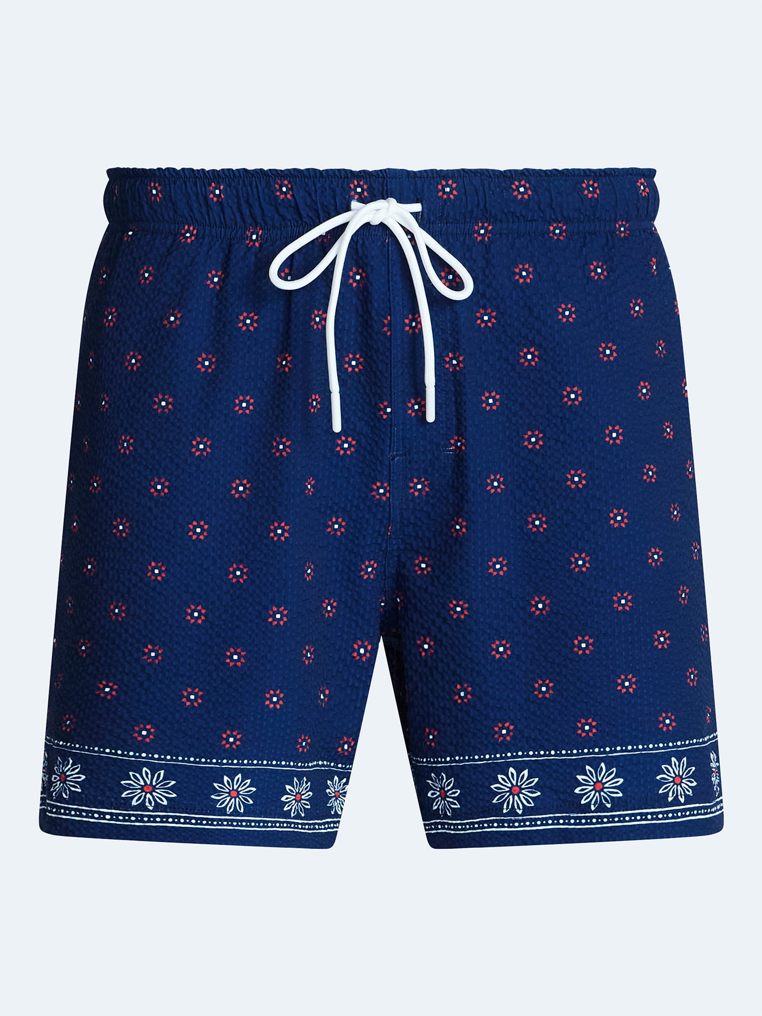 Free Assembly Men's Stretch Seersucker 5" Swim Trunks, Sizes S-3XL