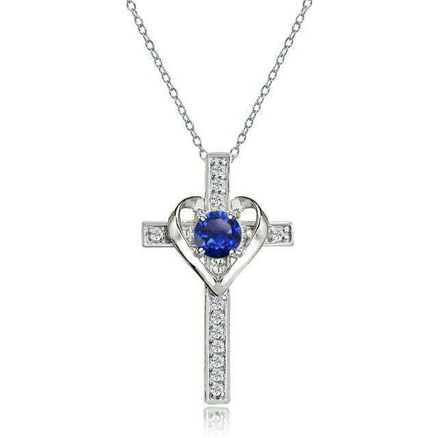 Bamboohart Collier Pendentif en Argent Sterling avec Opale Blanche Simulée et Topaze Blanche, Cœur, Croix et Pierre de Naissance