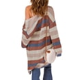 thumbnail image 2 of ZAXARRA Women's Open Front Cardigan Sweaters Fashion Striped Contrast Color Cable Knit Fall Lightweight Outwear Coats, 2 of 7