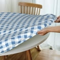 thumbnail image 5 of Round Fitted Tablecloth 44 Inch, Blue White Gingham Fitted Round Table Cover Fitted Tablecloth Comfortable Table Cloth Decorative Fabric Table Cover for Buffet Table, Parties, Holiday Dinner, Wedding, 5 of 8