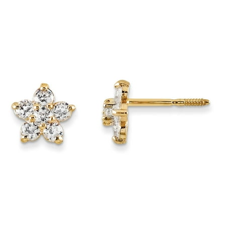 Madi K Kids 14k Yellow Gold Polished Marquise Cut CZ Star Post Earrings
