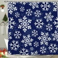 thumbnail image 2 of Blue Christmas Shower Curtain,Winter Snowflake Waterproof Fabric Bath Curtain with Hooks,72"x72", 2 of 5