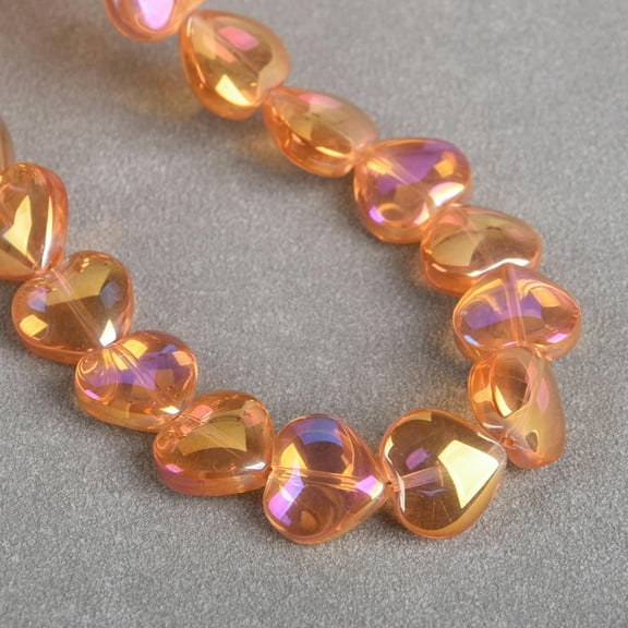 U8MO 10pcs 14mm Heart Colorful Crystal Glass Loose Beads For Jewelry Making DIY Lot-Rose Golden