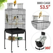 53.5" Play Open Top Parakeet Bird Cage for Parrot with Detachable Rolling Stand