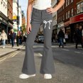 thumbnail image 2 of Landzoo Girls Flared Pants Bowknot Graphic Slim Fit High Waisted Fall Casual Kid Girls Trousers, 2 of 4