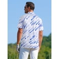 thumbnail image 2 of APTRO Mens Golf Shirt Hawaiian Polo Shirt Short Sleeve Dry Fit Performance Moisture Wicking Collared Polo Shirt White Blue 047 L, 2 of 7