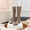 thumbnail image 2 of Eltusu Women Mid Calf Boots, Casual Low Heel Waterproof Non-Slip Riding Boots Khaki Size 5.5, 2 of 9