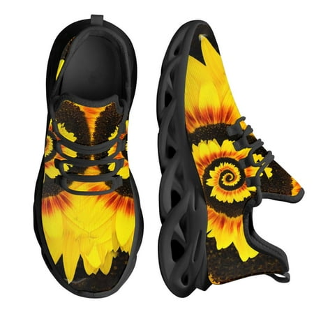 Spiral Sunflower Design Pattern Sneakers Women Lace-Up Shoes Spring Travel Kint fiitwearr Daily Flats Style Custom