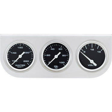 Speedway 3-Gauge Set with Aluminum Panel, Black, Brushed