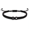thumbnail image 1 of Pulsera de 26 letras inglesas tejida a mano con amuleto de corazón blanco - pulsera ajustable con iniciales para mujeres y hombres, 1 of 1