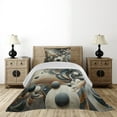 thumbnail image 3 of Ambesonne Abstract Quilted Coverlet 2 Pcs, Surreal Swirling Posh Art, Twin Size, Dark Slate Blue and Tan, 3 of 4