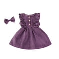 thumbnail image 3 of Kiapeise Toddler Girls Velvet Ruffle Sleeveless Dress+Bowknot Hairpin Set, 3 of 5