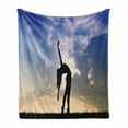 thumbnail image 1 of Cartoon Soft Flannel Fleece Throw Blanket, Silhouette of Girl Dancing in Nature Sunset Relaxing Outdoors Activity Concept, Cozy Plush for Indoor and Outdoor Use, 50" x 70", Multicolor, by Ambesonne, 1 of 6