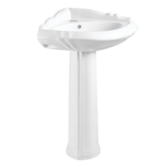 Kingston Brass VPB2710 Venus 27-Inch Ceramic Corner Pedestal Sink (Single Hole) in Glossy White