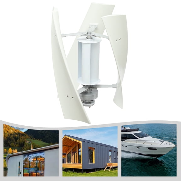 ToppiJoy 100W 24V Vertical Wind Turbine Generator with Nylon Fiber Blades, Vertical Axis Wind Turbine Generator Kit with Controller & 4* Blades for Boats, Mobile Home