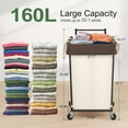 thumbnail image 2 of 160L Laundry Hamper with Wheels and Handle, 2 Section Large Rolling Laundry Basket Bag with Wheels, Clothes Hamper Cart for Laundry, Bedroom, Bathroom and Dorm, 2 of 8