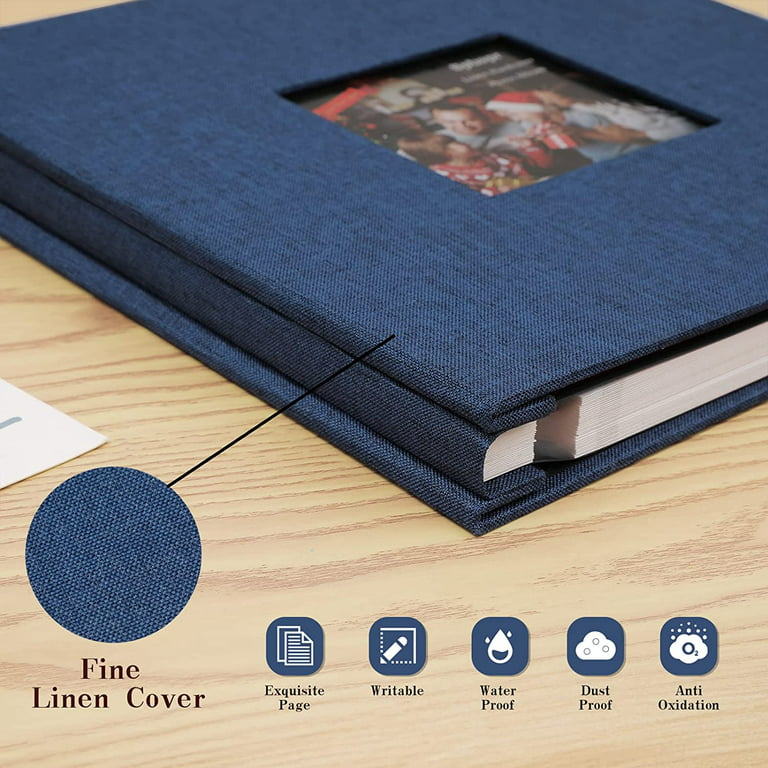  LOVEER Photo Album Self Adhesive Scrapbook Album for 4x6 5x7  8x10 Pictures, Linen Cover with 40 Pages DIY Photo Book,Birthday Gifts for  Women Mom Family Baby Wedding Travel (11.5x10.6 60pages, Blue)
