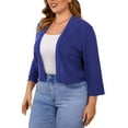 thumbnail image 2 of DreamFish Women's Plus Size 3/4 Sleeve Cropped Cardigans Open Front Short Shrugs for Dresses, 2 of 4