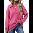 thumbnail image 1 of Sudadera con Cuello en V y Larga para Mujer, Estilo Informal, Holgado, de Punto, Estilo Túnica, para Otoño Vino Tinto M, 1 of 7
