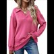 thumbnail image 1 of Sudadera con Cuello en V y Larga para Mujer, Estilo Informal, Holgado, de Punto, Estilo Túnica, para Otoño Vino Tinto M, 1 of 7